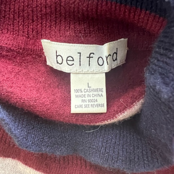 Belford Cashmere sweater stripes mock neck - Picture 3 of 3